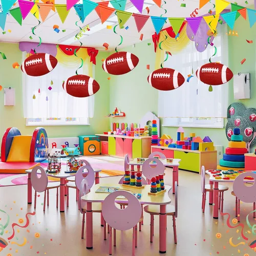 Miniatura 3 de 24 piezas de decoraciones de fiesta de fútbol de 7.9 pulgadas, remolinos colgantes de fútbol, suministros para fiestas de fútbol, remolinos