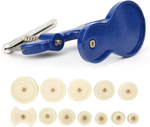 Miniatura 3 de Set de prensa de reloj profesional kit de reparación de reloj kit de herramientas de reparación con 12 piezas de troqueles azul