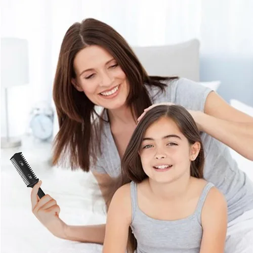 Miniatura 8 de Soft 'N Style Paquete de 3 Peine y Recortador de Doble Cara - Tijeras Navaja para Cabello, Estilizador de Puntas Abiertas para Cabello Fino y Grueso