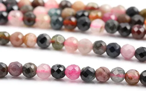Miniatura 2 de Cuentas de turmalina, cuentas sueltas facetadas de piedras naturales para hacer joyas, pulseras, collares, tamaño 0.138 in, 2 hebras por paquete