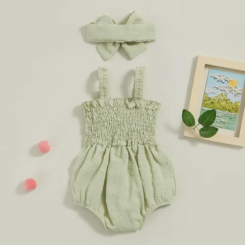 Miniatura 4 de Mameluco con estampado de margaritas y diadema con estampado de margaritas para bebé, mameluco floral, ropa de verano para bebés