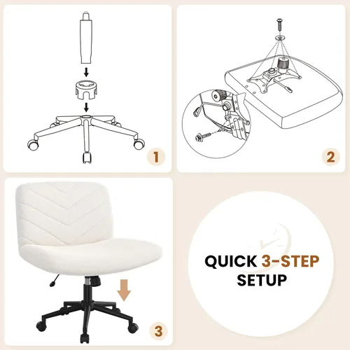 Miniatura 5 de Yaheetech Silla de Escritorio de Oficina con Patas Cruzadas Anchas sin Ruedas, Sillas Giratorias Cómodas para Computadora de Tocador para Hogar