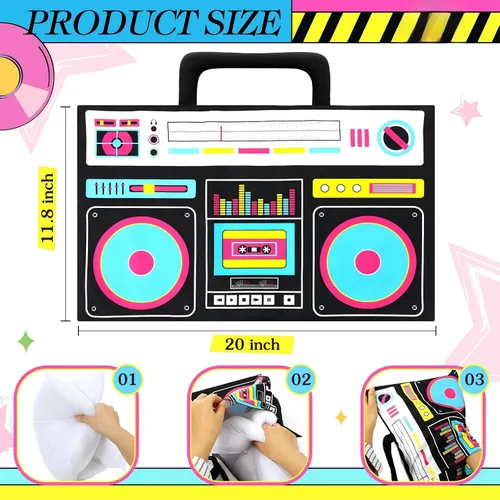 Miniatura 2 de Hahafelt 2 fundas de almohada de casete de audio retro, reproductor de discos de música, 12 x 20 pulgadas, bajo ruido, cinta de plástico de los años