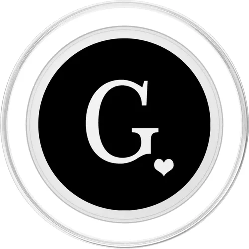 Miniatura 2 de Monograma de corazón blanco con letra G inicial en PopSockets negros PopGrip: agarre intercambiable para teléfonos y tabletas PopSockets MagSafe