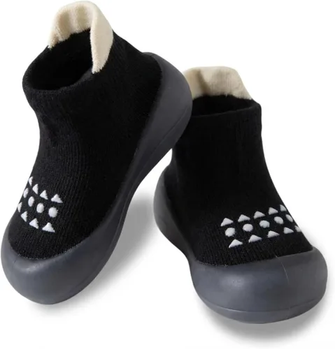 Hstyle Zapatos de calcetín para bebé, zapatos para caminar, antideslizantes, suela de goma suave, para bebés, niños y niñas