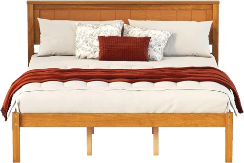 Miniatura 15 de Harper & Bright Designs Base de cama de madera de tamaño individual con cabecero y estribo, no necesita somier, espresso