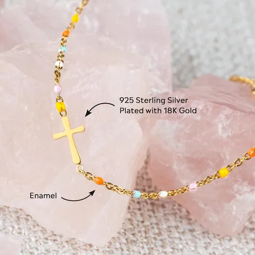 Miniatura 5 de STORYJEWELLERY Regalos religiosos y cristianos para mujeres, brazaletes con cruz, para bautismo, confirmación y Pascua, regalos para dar aliento a