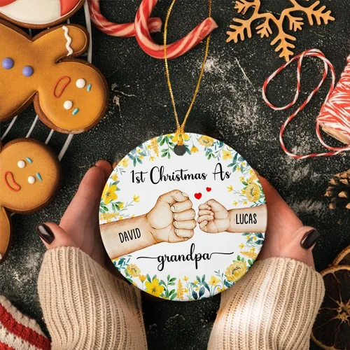 Miniatura 4 de Adorno de Navidad como abuelo de Navidad 2025, adorno personalizado de nuestra primera Navidad como abuelo para nuevo abuelo, adorno de cerámica
