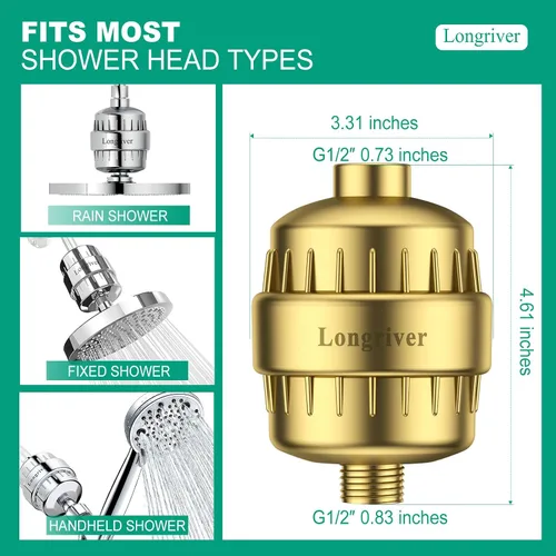 Miniatura 5 de R7 - Filtro de ducha de alta calidad para agua dura, 99.99 %, elimina cloro, metales pesados, suavizante de agua de ducha, mejora tu piel y cabello
