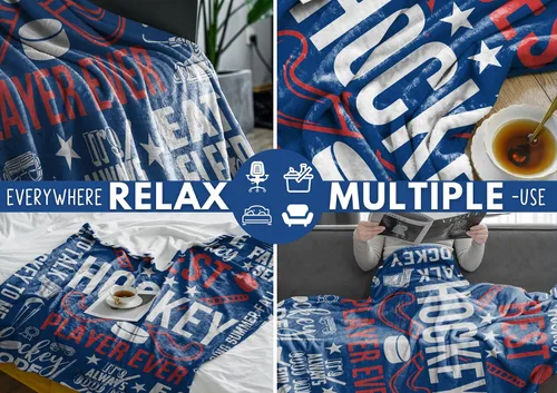 Miniatura 7 de InnoBeta Regalos de hockey para niños y hombres, mantas de franela de cama de 50 x 65 pulgadas para Navidad, regalos de hockey para niños de 8 a 12
