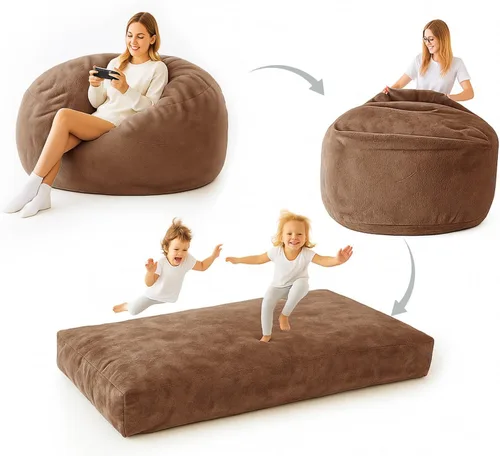 Miniatura 13 de Puf de 3 pies, puf con relleno, espuma viscoelástica altamente resistente, puf redondo de felpa, mueble para sala moderna, silla de lectura de ocio