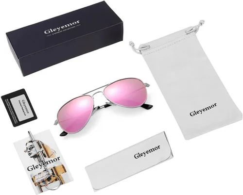 Miniatura 111 de Gleyemor Lentes de sol polarizados estilo aviador para niños y niñas, jóvenes, adolescentes, dos tamaños de 1.969 in y 2.047 in