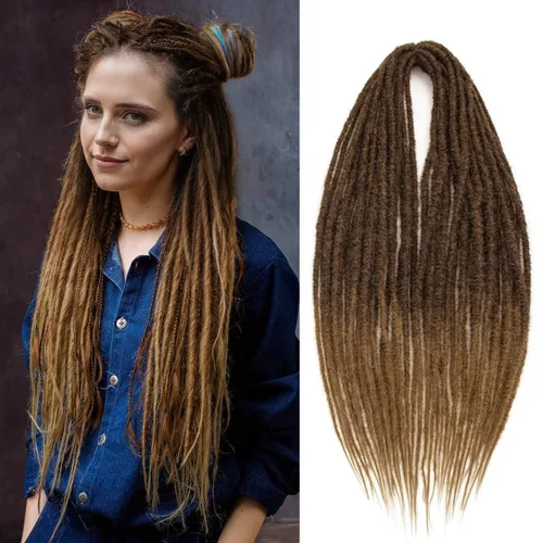 Miniatura 7 de 20 hebras de 24 pulgadas, extensiones de rastas color burdeos, rastas de cabello de ganchillo para mujer, hechas a mano, suaves, trenzas de cabello