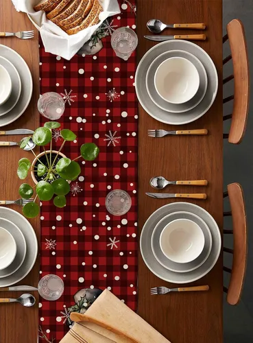 Miniatura 2 de Christmas, Cotton Linen Long Table Runner 13 x 108 inch Non-slip Rectangular Kitchen Coffee Dining Table Decor for Wedding Party Holiday Dinner
