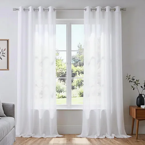 KOUFALL Cortinas traslúcidas de 120 pulgadas de 2 paneles con ojales, juego extra largo de 10 pies de largo, cortinas altas para ventana grande, 52