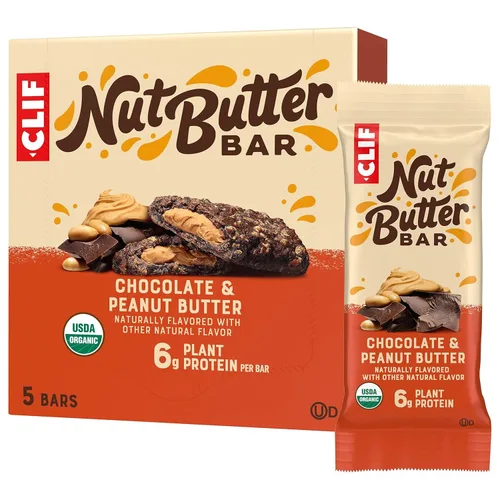 CLIF Barra de mantequilla de nuez – Mantequilla de maní de chocolate – Barras energéticas rellenas – Sin OMG – USDA Orgánico – A base de plantas –