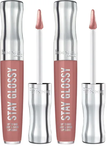 Miniatura 37 de Rimmel Stay Glossy Brillo de labios - Fórmula ligera y no pegajosa para color y brillo de labios - 130 Blushing Belgraves,.18oz Belgraves sonrojados
