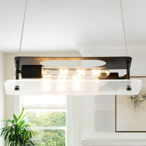 Miniatura 14 de Mini lámpara colgante industrial moderna de vidrio con semillas de burbujas, cilindro de iluminación colgante de cable ajustable para isla