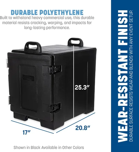 Miniatura 4 de Carlisle FoodService Products Transportador de Bandejas de Alimentos Aislado y Calentador, Carga Frontal con Asas, Capacidad para 5 Bandejas Negro