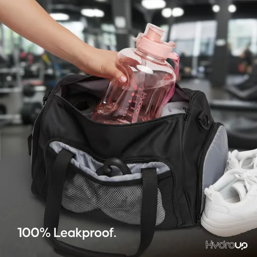 Miniatura 3 de Jarra deportiva de 58 onzas, jarra de agua grande de plástico transparente con popote 2 en 1 y tapa para beber, marcadores de tiempo motivacionales