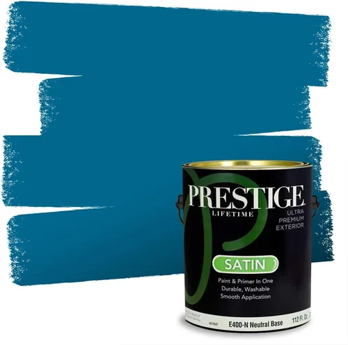 Miniatura 43 de Prestige Paints. - Base y pintura para exteriores en un solo galón, 1 galón. plano, comparable con Sherwin Williams Topsail. SW159-azul hechizante.