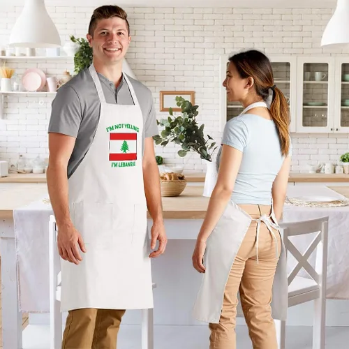 Miniatura 3 de Delantal de cocina ajustable con babero con babero ajustable con texto en inglés "I'M Not Yelling, I Am Libanese Lebanese Lebanon, Blanco