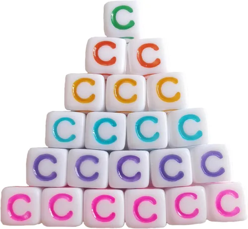 Miniatura 14 de Xeahung 200 cuentas de letras acrílicas cuadradas multicolor para hacer joyas, llaveros de bricolaje, collares, pulseras, decoraciones