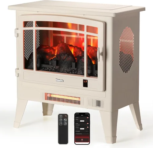Miniatura 11 de TURBRO Suburbs TS17Q - Chimenea eléctrica infrarroja, 19 pulgadas, vista de 3 lados, llama realista, protección contra sobrecalentamiento