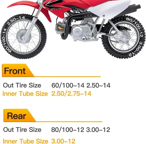 Miniatura 8 de HIAORS 3.00-12 80/100-12 Tubo interior de 12 pulgadas Válvula recta Innertube para 70cc 90cc 110cc 125cc CRF70 XR CRF 70 KLX 110 DRZ 110 TTR 90 Pit