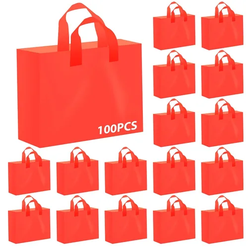 Miniatura 17 de Amylove 80 bolsas de regalo transparentes a granel con asa, bolsa de plástico esmerilado, embalaje reutilizable, envoltura de golosinas