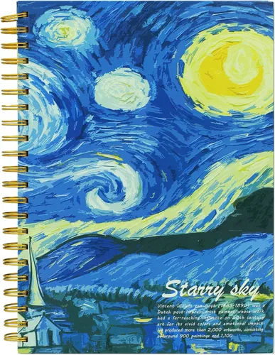 Starry Night Aesthetic Art Mix - Cuaderno de bocetos de papel grueso sin ácidos, 98 libras/5.64 oz/m², 1 paquete de cuaderno A4 con espiral en Noche