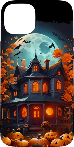 Miniatura 9 de Funda para iPhone 11 Pro Max Halloween espeluznante casa embrujada murciélagos y calabazas talladas