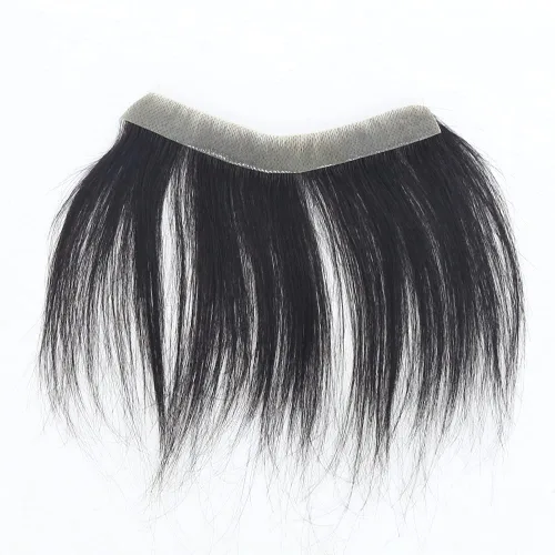 Miniatura 3 de Tupé de línea capilar para hombre, 0.7 x 6 pulgadas, en forma de V, color negro natural, para hombres, cabello humano real, tupé, piel suave y fina