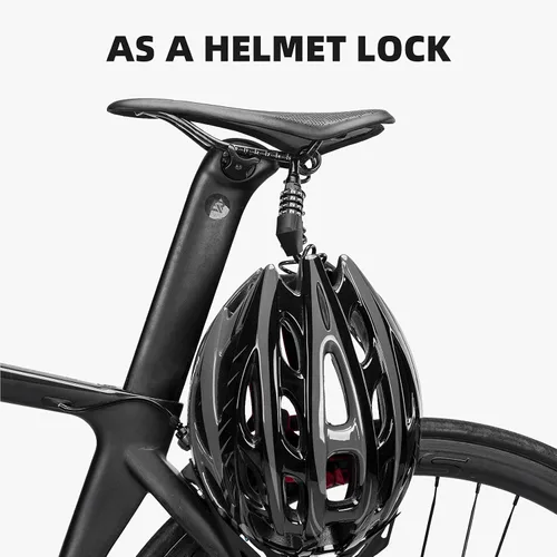Miniatura 4 de ROCKBROS Candado para casco de motocicleta, bloqueo de cable de bicicleta, combinación ligera, pequeña cerradura de rueda de bicicleta reajustable