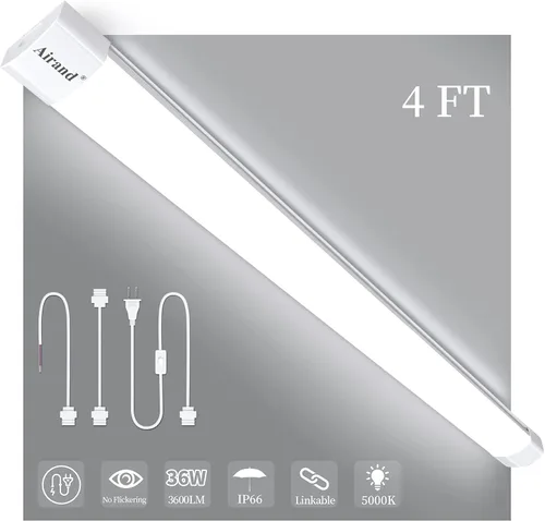 Miniatura 8 de Airand Paquete de 2 luces LED para tienda, 2 pies, 18 W, 5000 K, protección IP66, iluminación debajo del gabinete, luz LED para garaje, banco