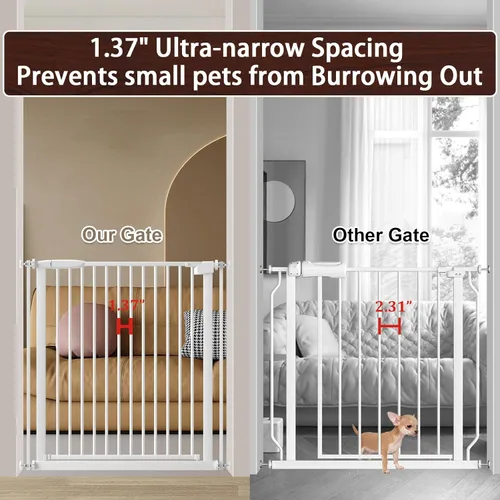 Miniatura 2 de DEARBB Puerta extra ancha para bebé, espacio ultra estrecho de 30.11 a 77.36 pulgadas, montado a presión, doble cerradura, cierre automático, puerta