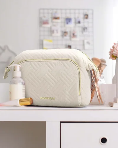 Miniatura 7 de BAGSMART Bolsa de maquillaje de viaje, bolsa de cosméticos, estuche organizador de maquillaje, bolsa grande de apertura amplia para mujeres, bolso