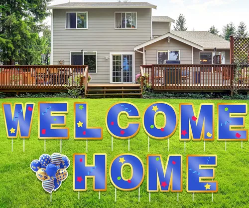 Miniatura 8 de Letrero de bienvenida a casa con estacas – Decoración de bienvenida al aire libre para el hogar adecuada para suministros de fiesta familiar – Juego