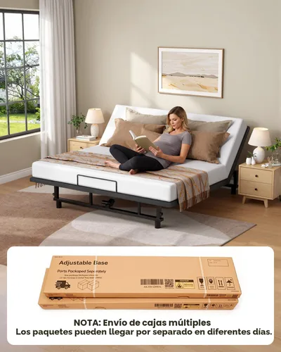 Miniatura 7 de Base de cama ajustable King con control remoto inalámbrico, fácil instalación, marco de acero resistente, motor silencioso, elevación de cabeza