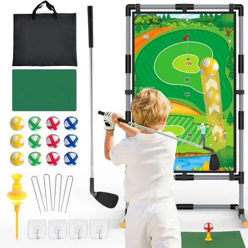 Juego de astillado de golf – Alfombrilla de doble cara con soporte, divertido juego de práctica para niños y adultos, uso en interiores y exteriores