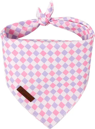Miniatura 43 de Bandana de verano para perros, bufanda triangular de rejilla de algodón cómoda para perros medianos y grandes, pañuelo lavable para mascotas