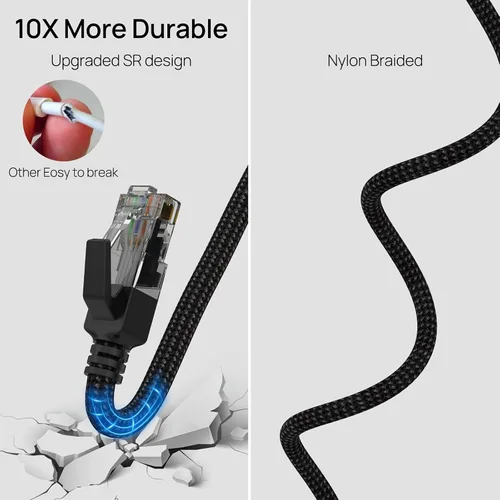 Miniatura 4 de Cable USB a Ethernet de 3.3 pies, USB 3.0 A a RJ45 macho de nailon, Gigabit conectado directamente, compatible con laptop, PC de escritorio, Switch
