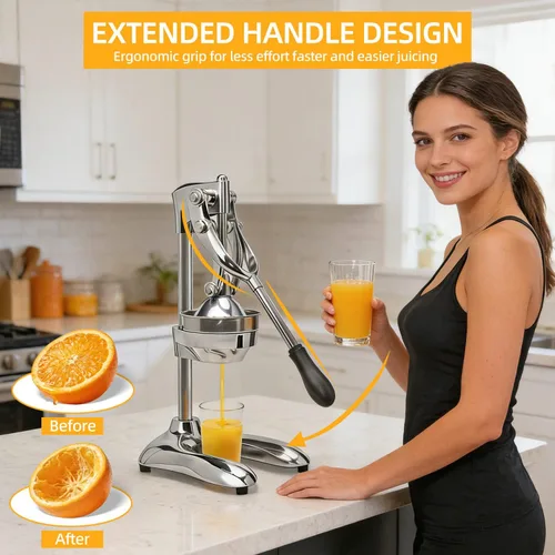 Miniatura 2 de Exprimidor manual, prensador manual de acero inoxidable resistente, exprimidor de limón para granadas, naranja, lima