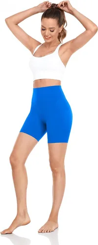 Miniatura 3 de HeyNuts Pantalones cortos de ciclismo esenciales con bolsillos laterales para mujer, pantalones cortos de compresión de cintura alta para yoga, 4