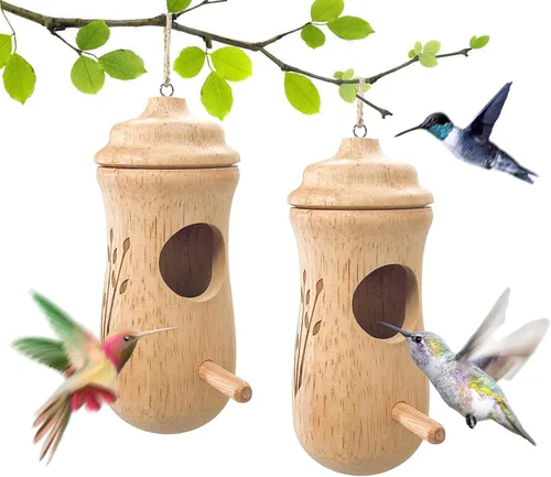 2 unids casa de colibrí para exteriores de madera colgante colibrí casas decoración jardín casa casa de campo