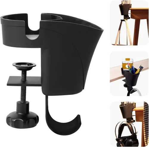Miniatura 2 de Desk Organizers Clamp On Headphone Hook Cup Holder and Pen Stand Container for Efficient Workspaces Accessory