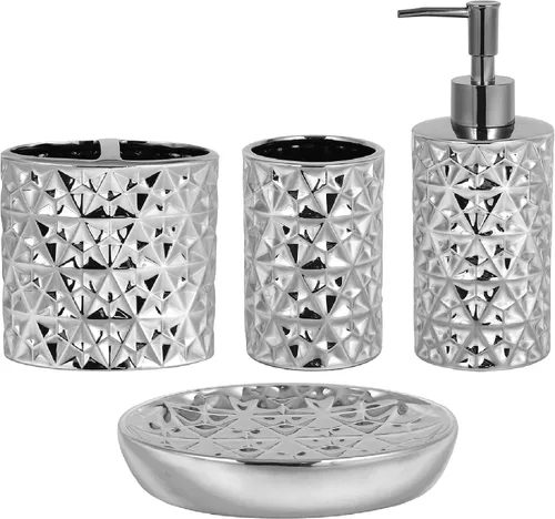 Miniatura 8 de Juego de accesorios de baño dorados de 4 piezas de cerámica para apartamentos, incluye dispensador de jabón, soporte para cepillos de dientes, taza