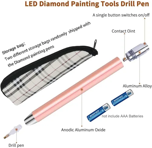 Miniatura 4 de VAVCASE Bolígrafo de pintura de diamante con luz, 3 herramientas de pintura de puntos de diamante, herramientas de pintura de arte de diamante, 4