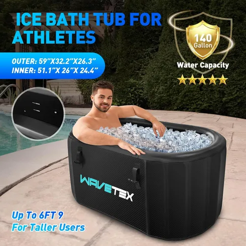 Miniatura 4 de Bañera de hielo inflable para atletas compatible con enfriador de agua, bañera de recuperación portátil con tapa, para recuperación de terapia