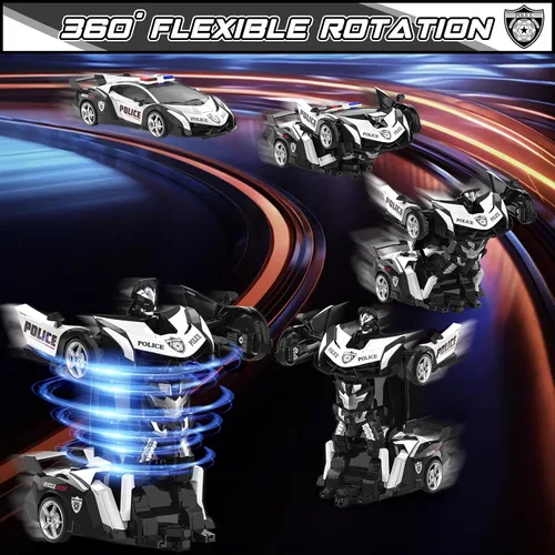 Miniatura 2 de BLUEJAY Auto Rc Transformables para niños de 4-7 y 8-12 años, auto de control remoto 2.4 GHz, escala 1:18, robot transformable, deformación con un